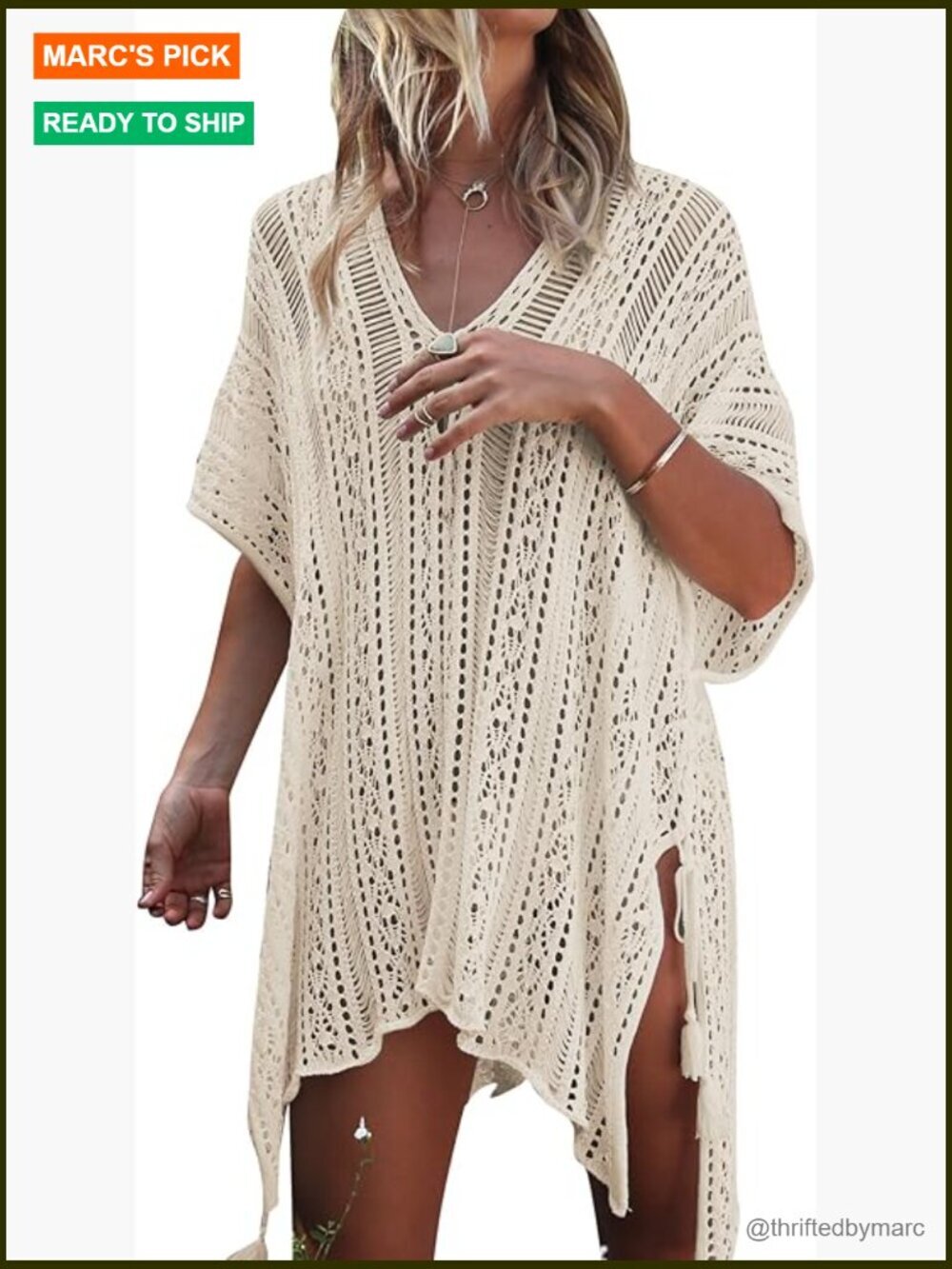 Crochet Bathing Suit Cover Up Beach Pool Swimwear Dress Loose Fit